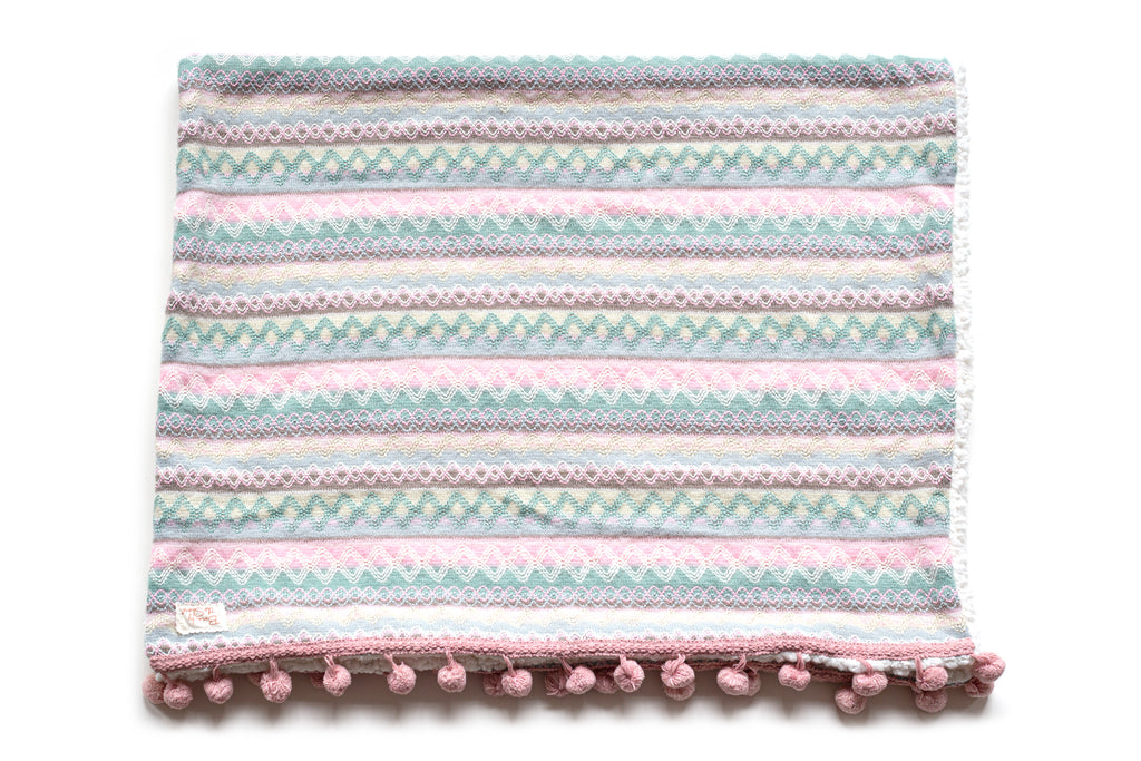 One of a kind...limited, unique handmade Pom Pom Baby Blanket 1/1