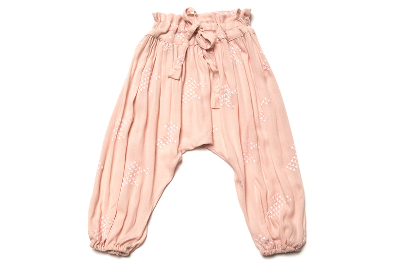 Embroidered Light  Pink Designer Harem Pants for Babies & Girls | Born By the Shore