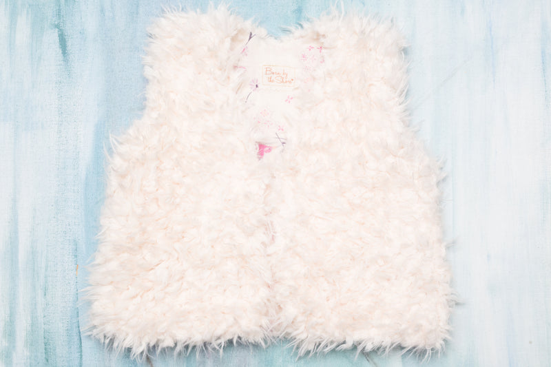 Baby Girls Unique Stylish White Soft Faux Fur Vest with Cotton Lining | Born By The Shore