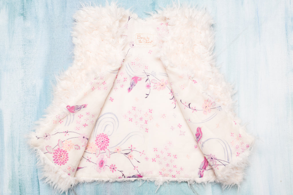 Baby & Toddler Girls Unique Stylish White Soft Faux Fur Vest with Cotton Lining | Born By The Shore