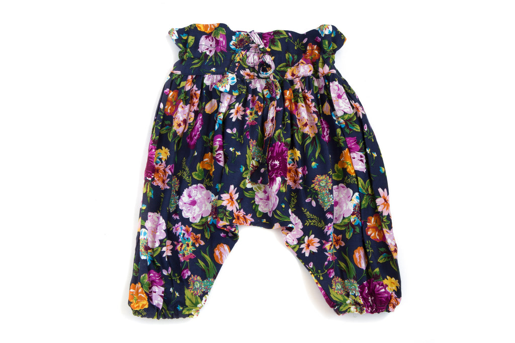 Cute & Cozy Dark Floral Designer Harem Pants for Babies & Girls | Born By The Shore