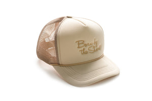 Trucker Hat Adults | Born By The Shore Embroidery | Cream