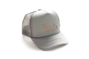 Trucker Hat Adults | Born By The Shore Embroidery | Gray