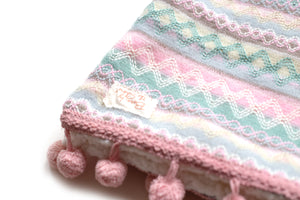 Cozy Pom Pom Baby Blanket | Pastel Multicolor