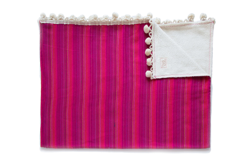 Pom Pom Beach Towel Thin Stripes