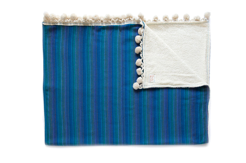 Pom Pom Beach Towel Thin Stripes