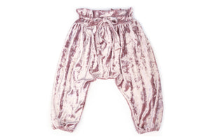 Baby Girls Soft Pink Velvet Designer Harem Pants | Born By The Shore