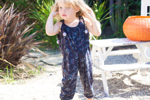Toddler Girls Cozy Loose Fit  Dark Blue Pom Pom Jumpsuit | Born By The Shore