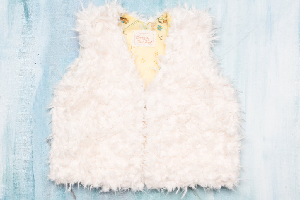 Girls Soft White Faux Fur Vest with Cotton Lining | Born By The Shore