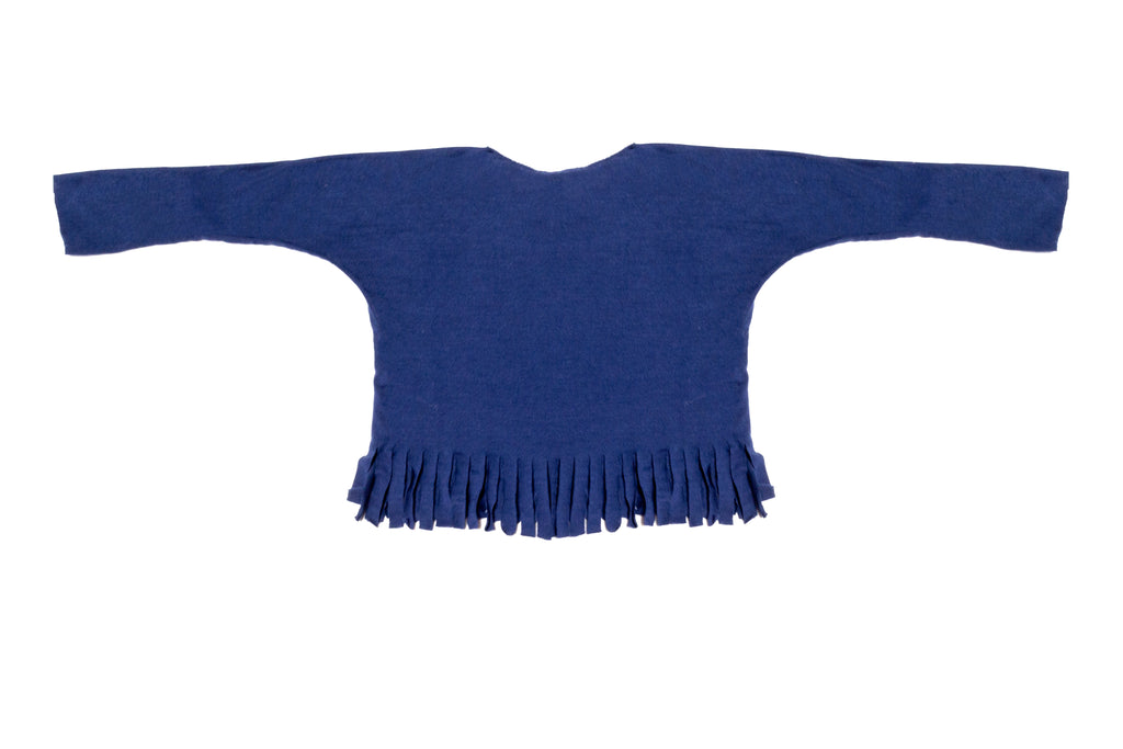 Baby & Girls Long Sleeve Navy Blue Fringe Shirt | Born By The Shore