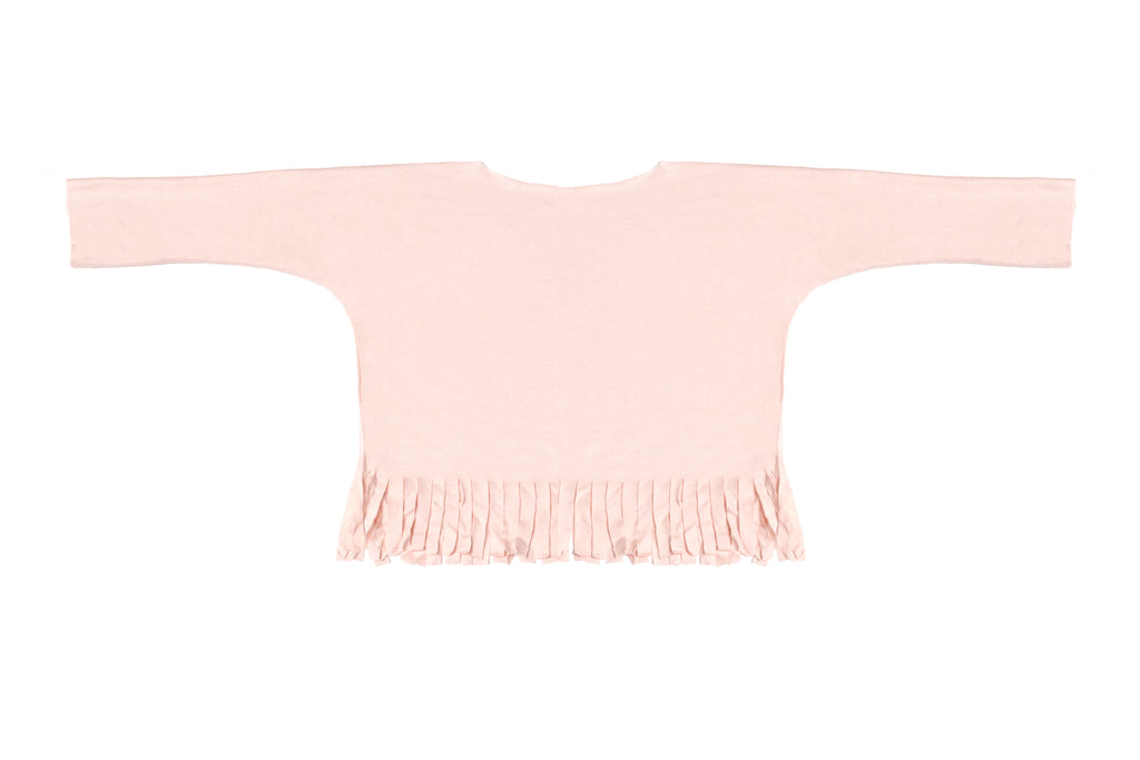 Baby & Girls Light Powder Pink Long Sleeve Fringe Top | Born By The Shore