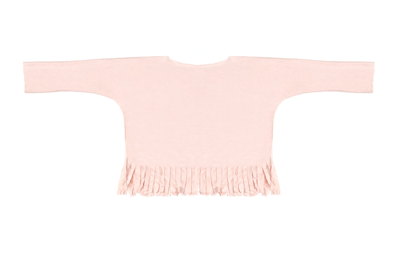 Baby & Girls Light Powder Pink Long Sleeve Fringe Top | Born By The Shore