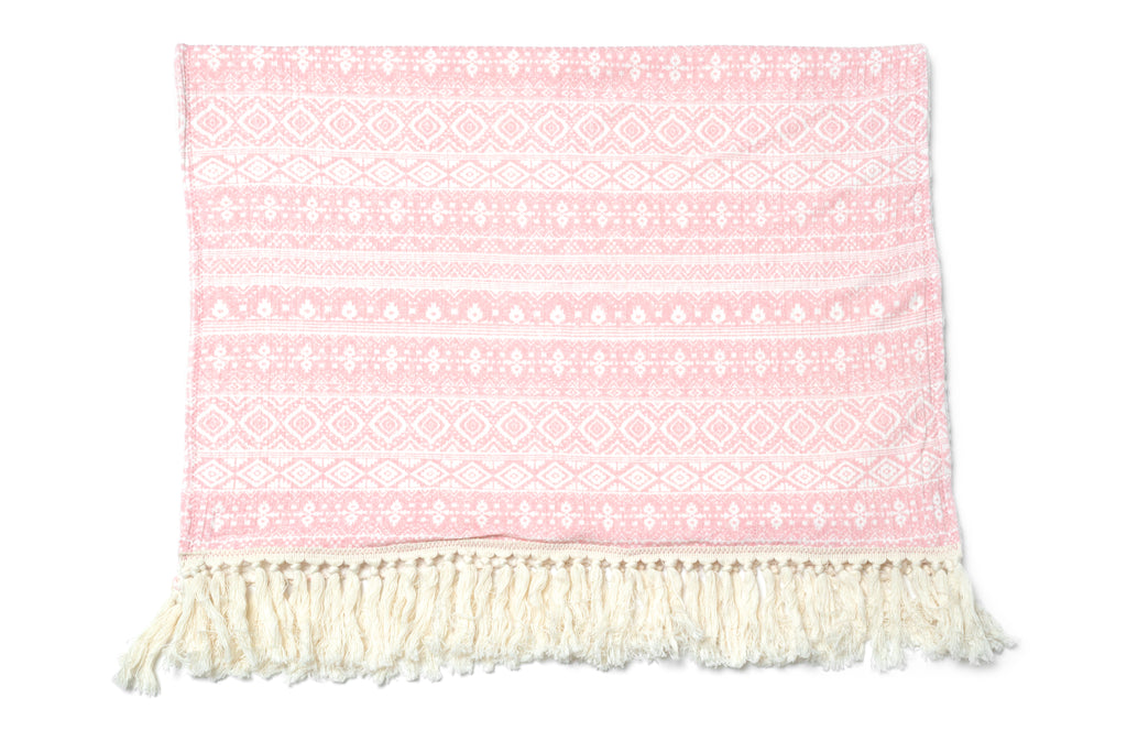 Cozy Fringe Baby Blanket Aztec Pink