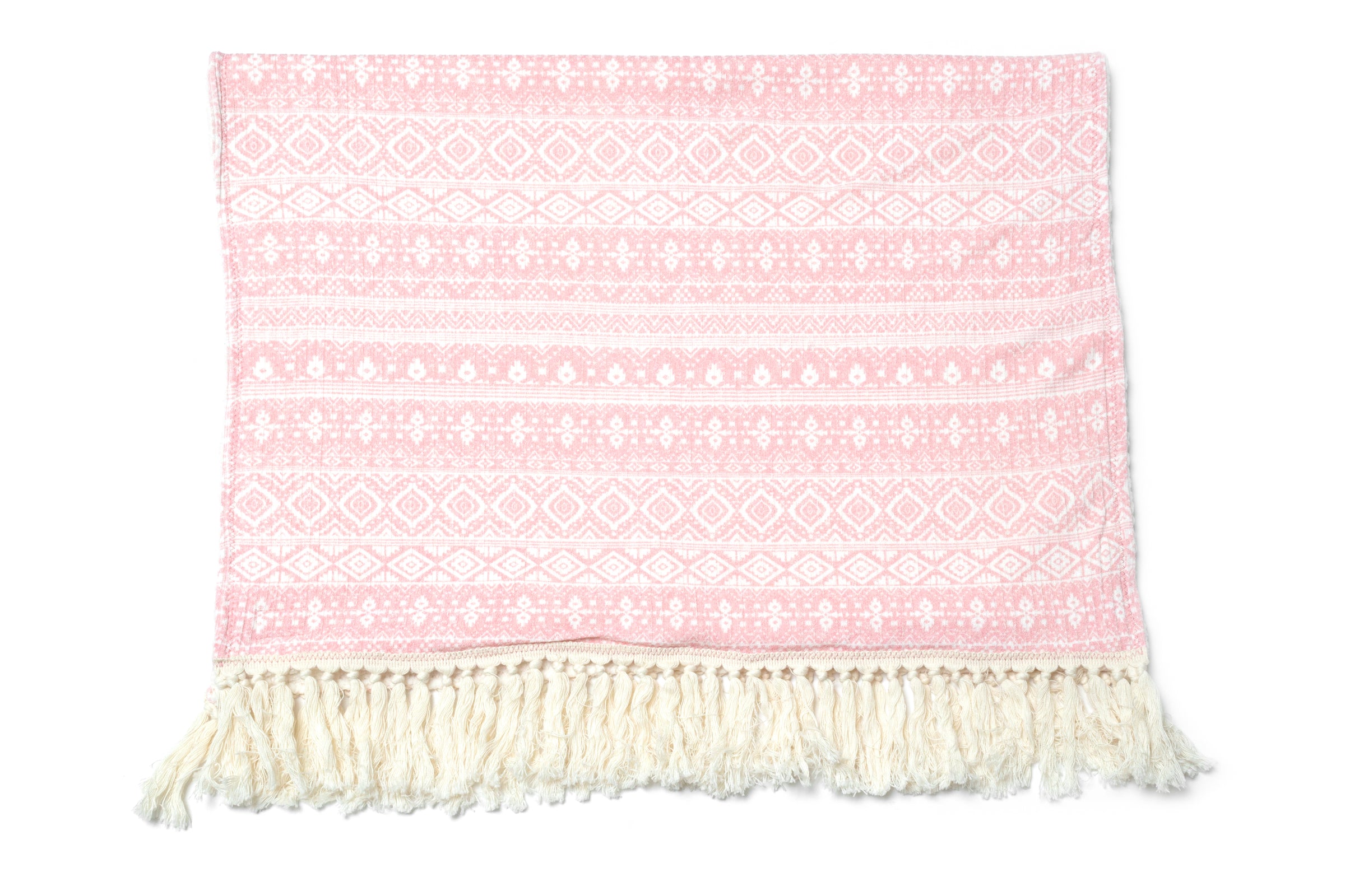 Cozy Fringe Baby Blanket Aztec Pink Born by the Shore