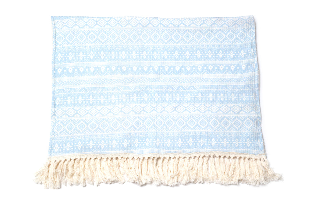 Cozy Fringe Baby Blanket Aztec Blue