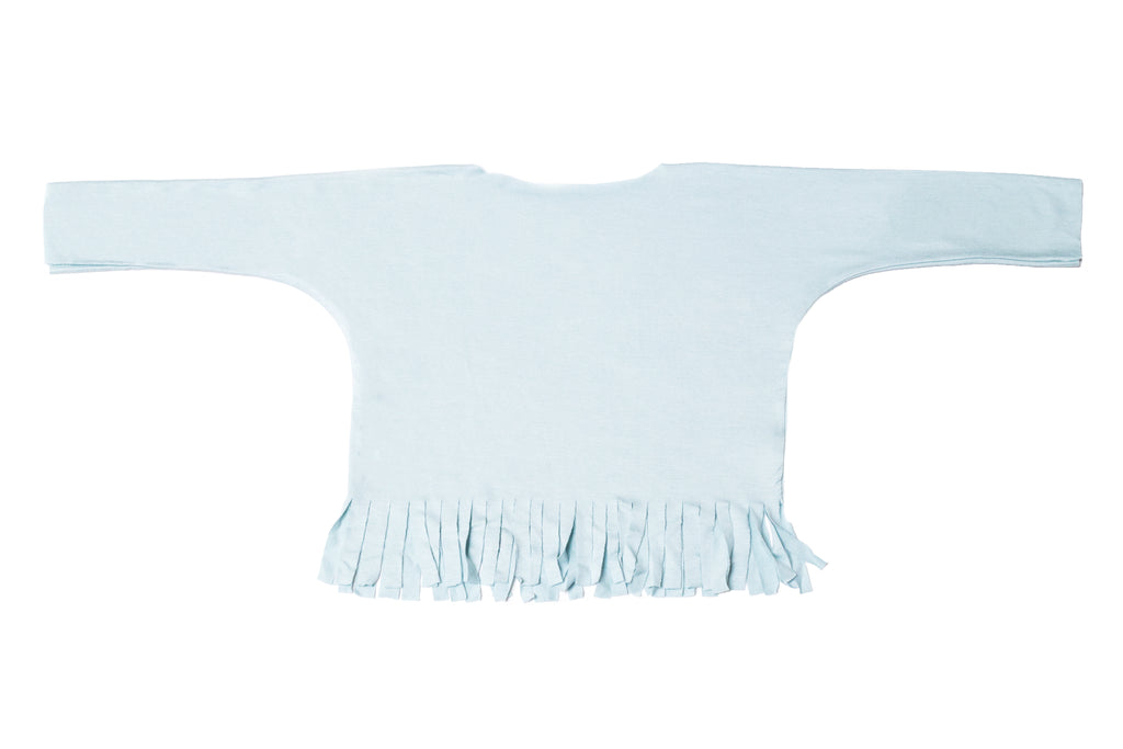 Baby & Girls Long Sleeve Fringe Shirt Baby Blue Top | Born By The Shore