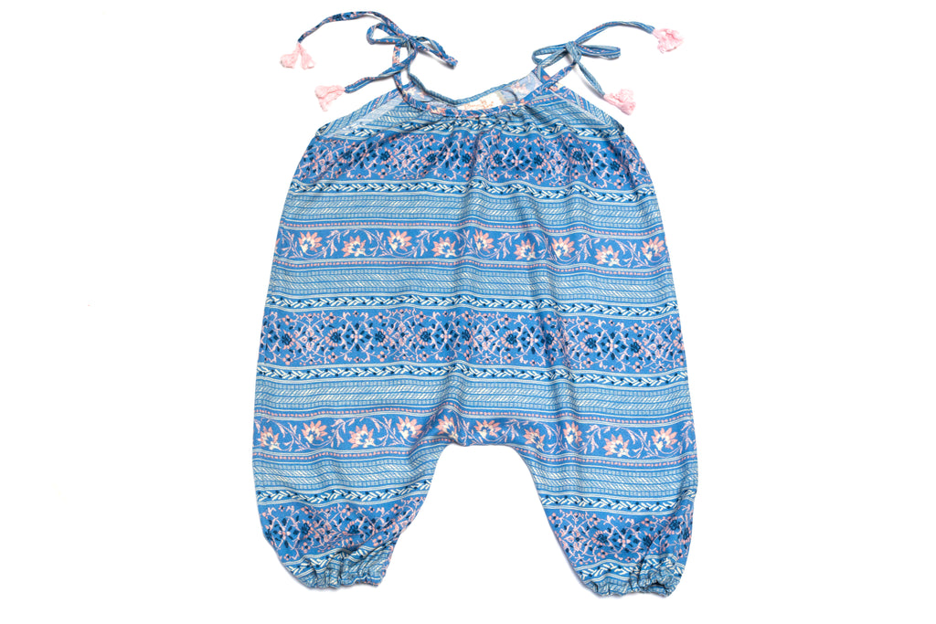 Baby & Girls Adorable Blue Floral Pom Pom Jumper | Born By The Shore