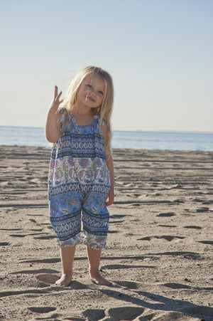 Baby Girls Pom Pom Jumper Blue Paisley