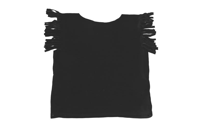 Baby & Toddler Girl Black Fringe Short Sleeve T Shirt Cute Top | Born By The Shore