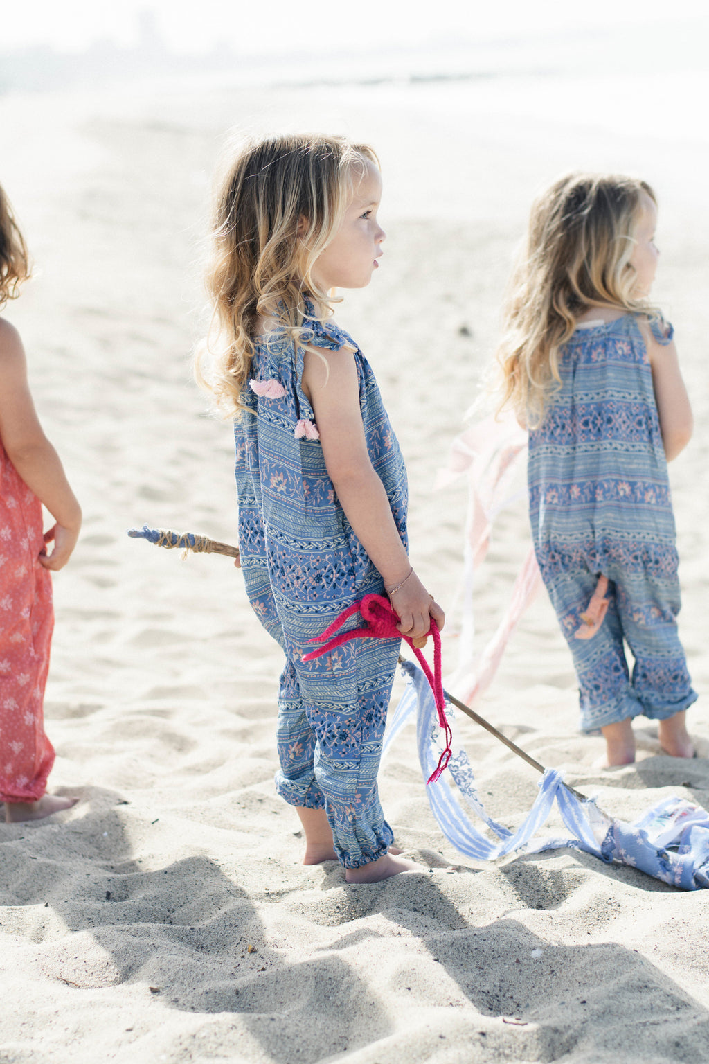 Baby & Girls Adorable Blue Floral Pom Pom Jumper Perfect Beach Outfit | Born By The Shore