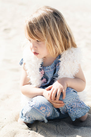 Baby Girls White Faux Fur Vest with Soft Pink Cotton Lining | Born By The Shore