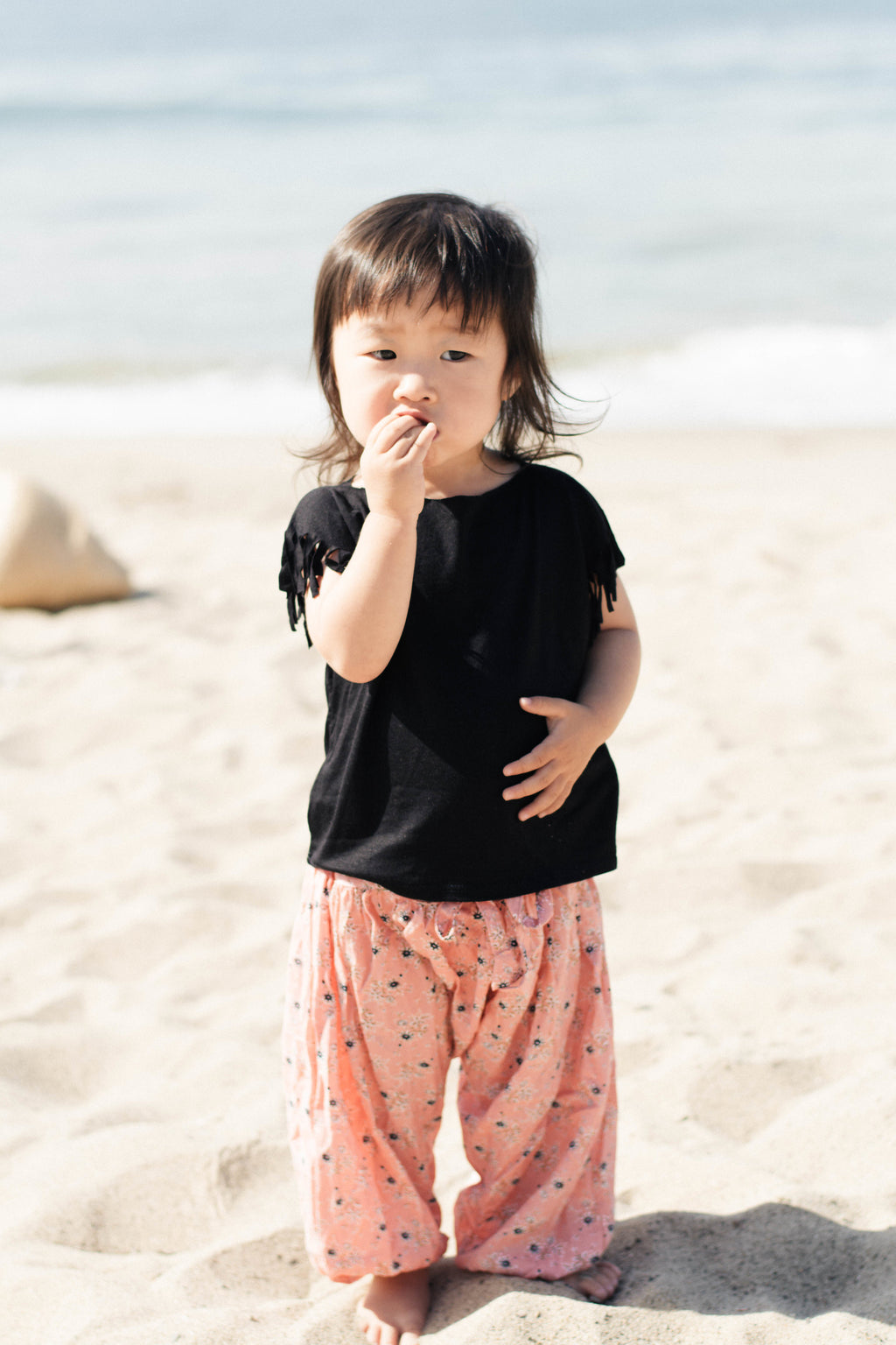 Baby & Toddler Girl Black Fringe Short Sleeve T Shirt Cute Top | Born By The Shore