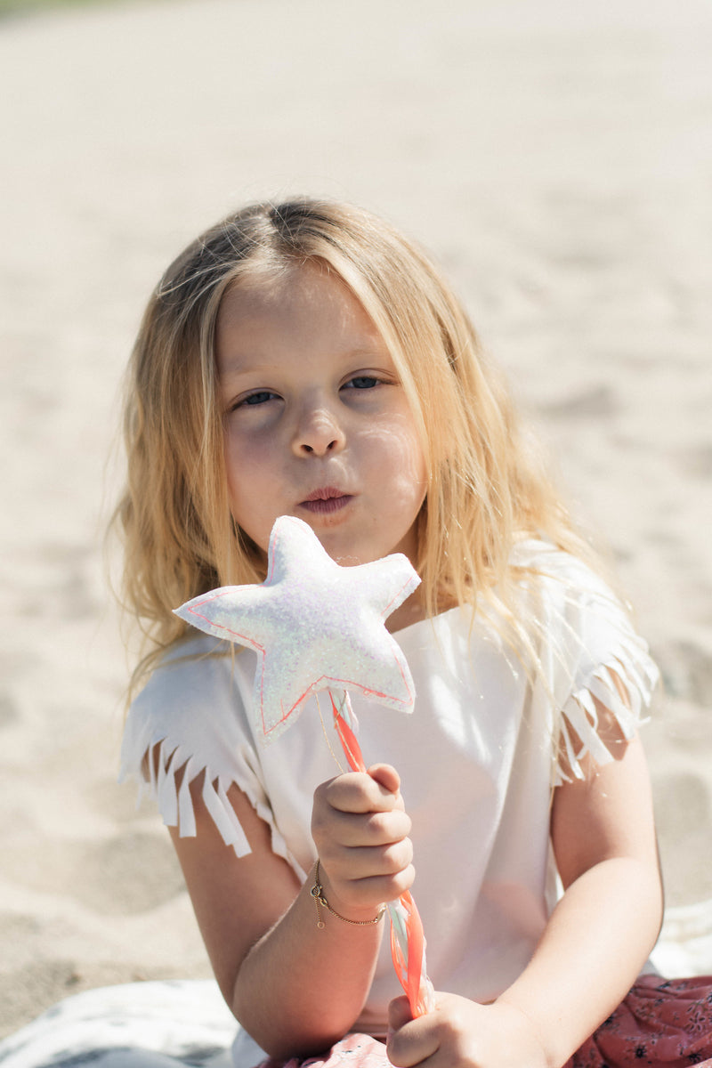 Baby & Toddler Girl Fringe Short Sleeve Tee Shirt Cute Top Off-White | Born By The Shore