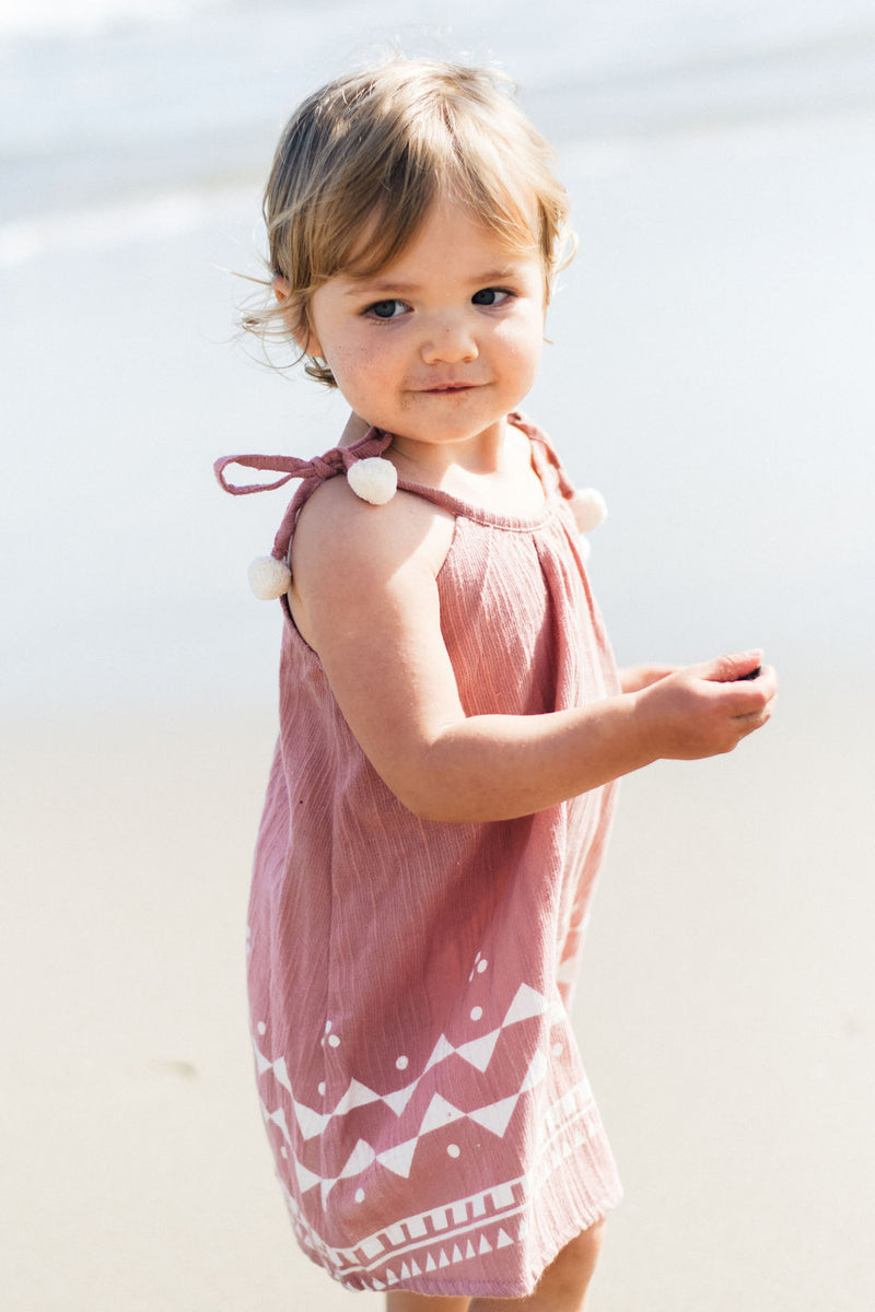 Baby & Toddler Girls Fancy Designer Pom Pom Dresses Beach Outfit | Born By The Shore