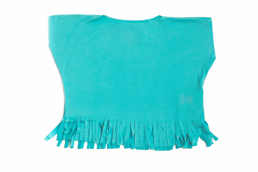 Baby & Toddler Girls Cute Fringe T-Shirt Aqua Blue Top | Born By The Shore