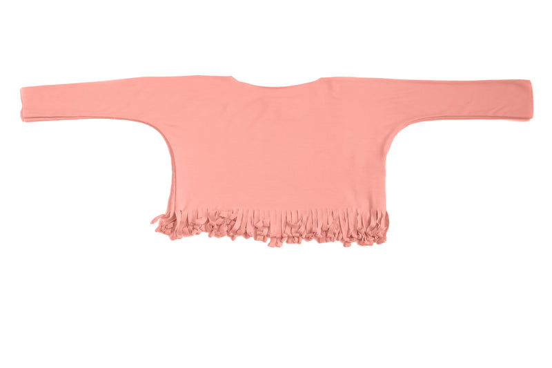 Baby & Girls Long Sleeve Fringe Shirt Coral Pink Cute Top | Born By The Shore