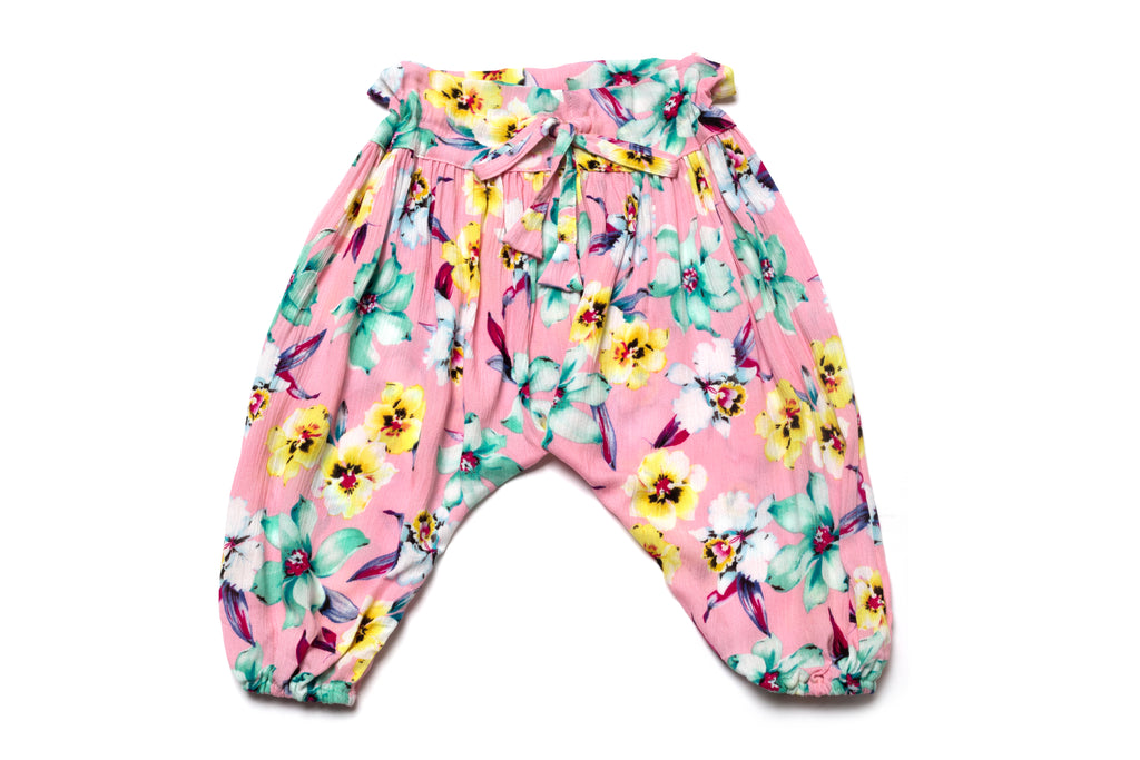 Hawaii Flower Print Harem Pants for Baby Girls and Toddlers