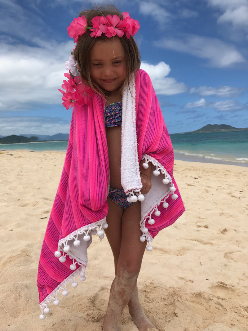 Pom Pom Beach Towel Thin Stripes