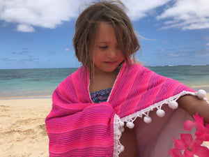 Pom Pom Beach Towel Thin Stripes
