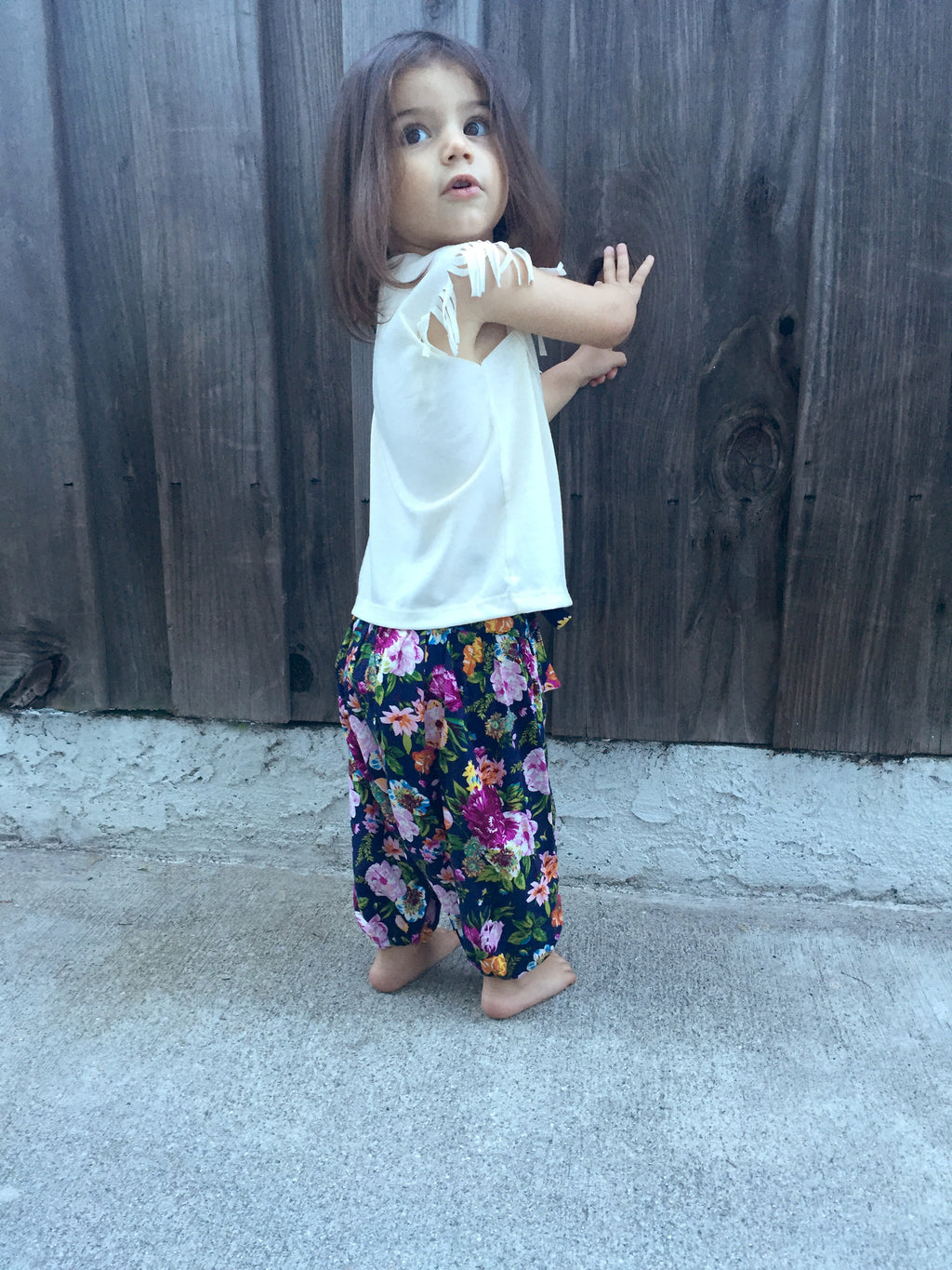 Cute & Cozy Dark Floral Designer Harem Pants for Babies & Girls | Born By The Shore