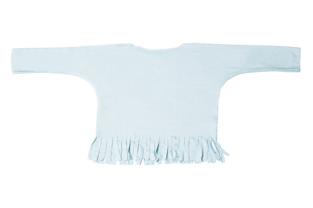 Baby & Girls Long Sleeve Fringe Shirt | Pebble Blue