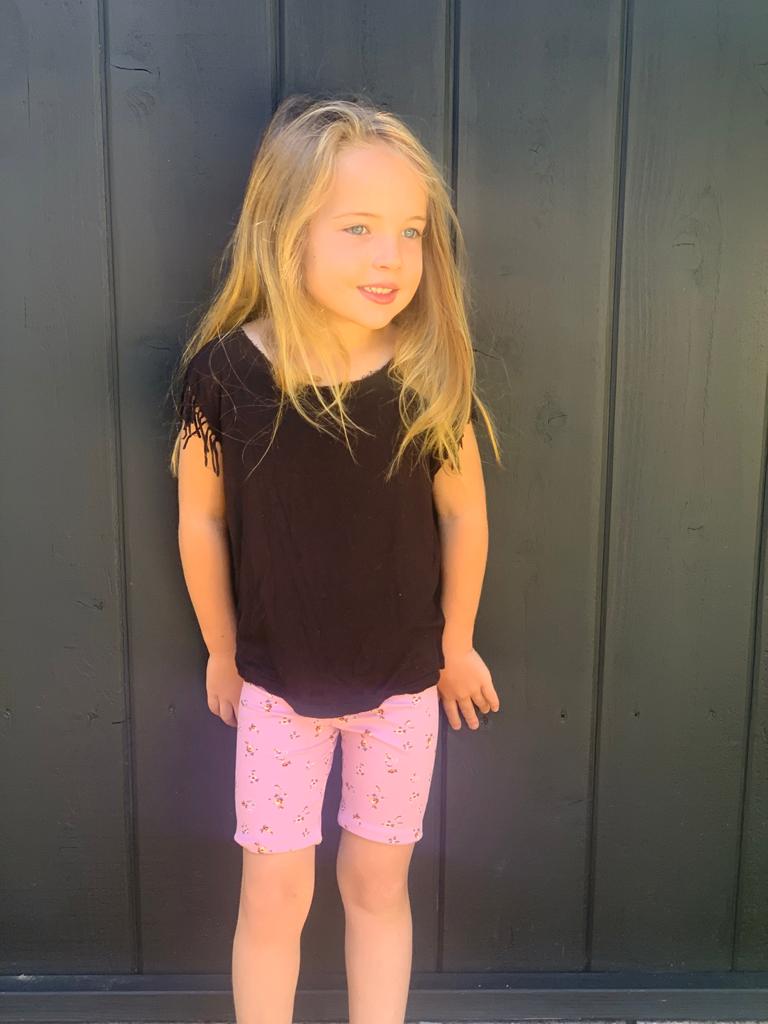 Hip Pink Floral Biker Shorts for Toddler Girls