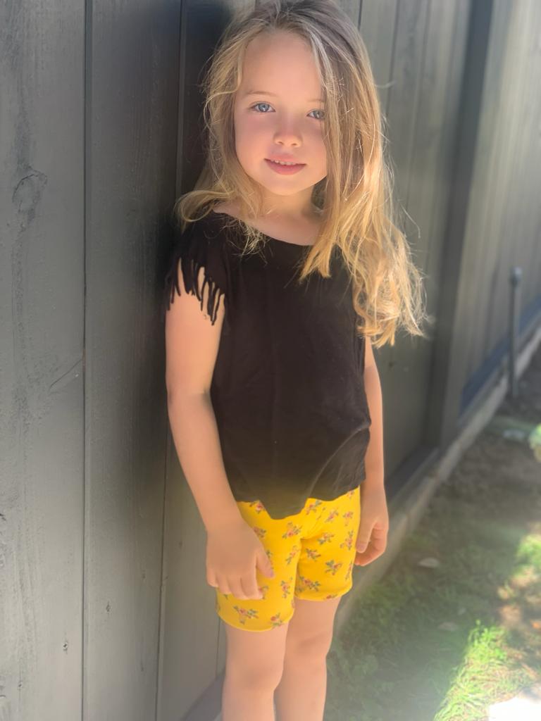 Cute Yellow Flower Biker Shorts for Toddler Girls Born By The