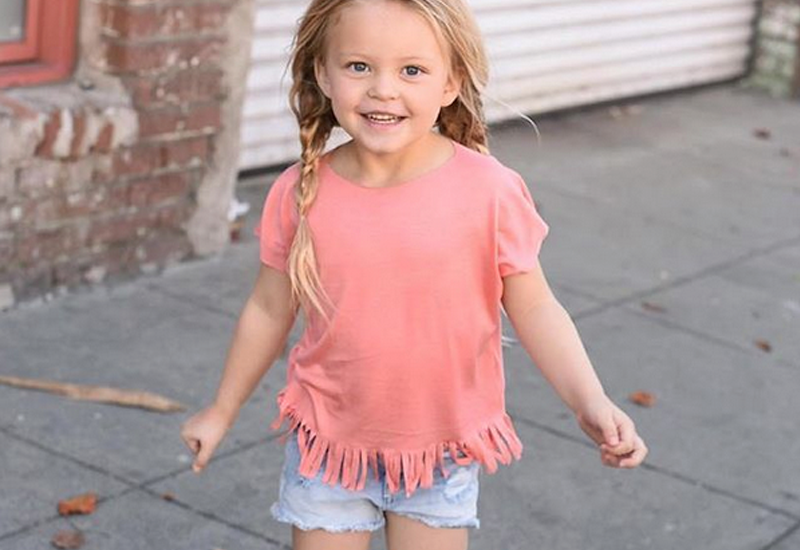 Baby & Toddler Girls Pink Fancy Fringe T-Shirt Top | Born By The Shore