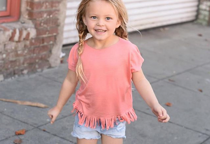 Baby Toddler Girls Fringe T Shirt Coral Pink