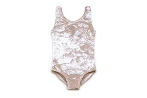 Girls Sleeveless Velvet Body Suit | Cream