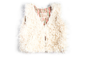 Baby & Toddler Girls White Faux Fur Vest with Soft Pink Cotton Lining| Born By The Shore