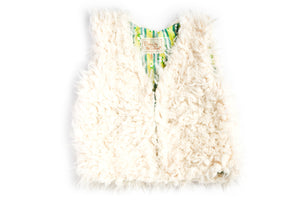 Baby & Toddler Girls White Faux Fur Vest with Soft Cotton Green Lining | Born By The Shore