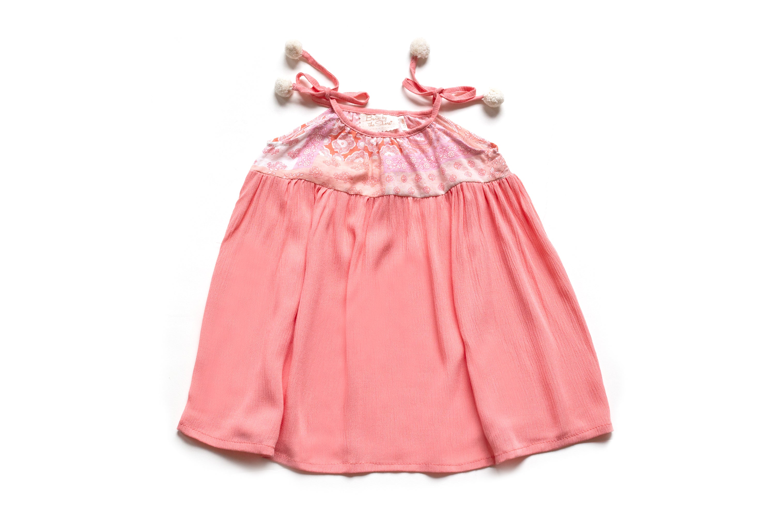 Pink Paisley Pom Pom Tear Dress for Girls