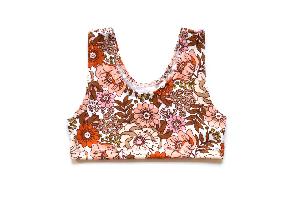 Girls Crop Top | 70's Flower Power