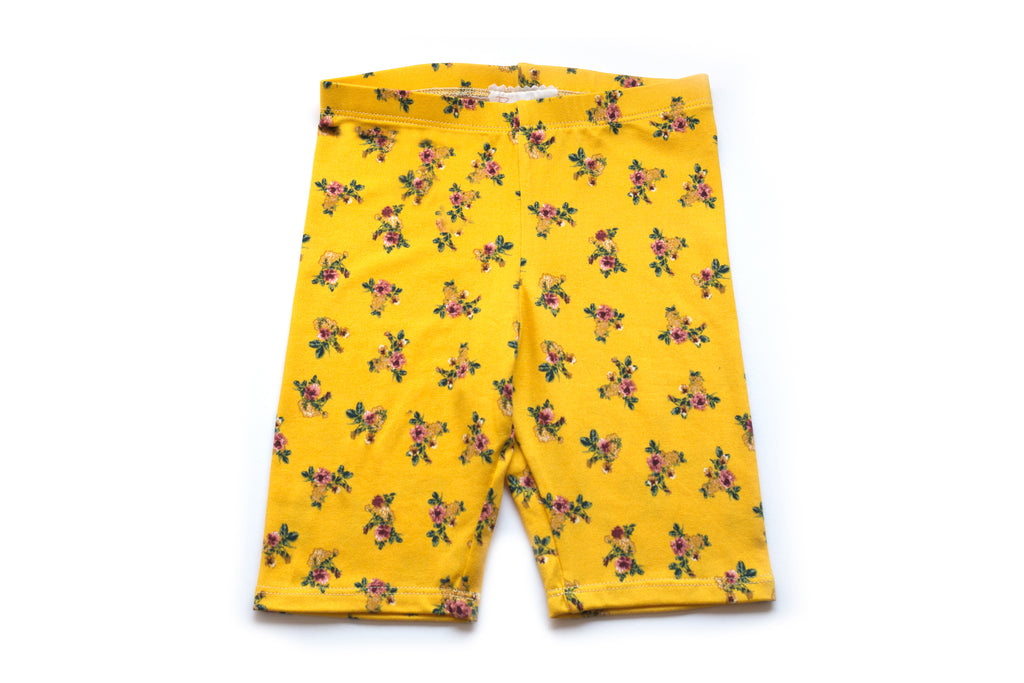 Cute Yellow Flower Biker Shorts for Toddler Girls | Born By The Shore