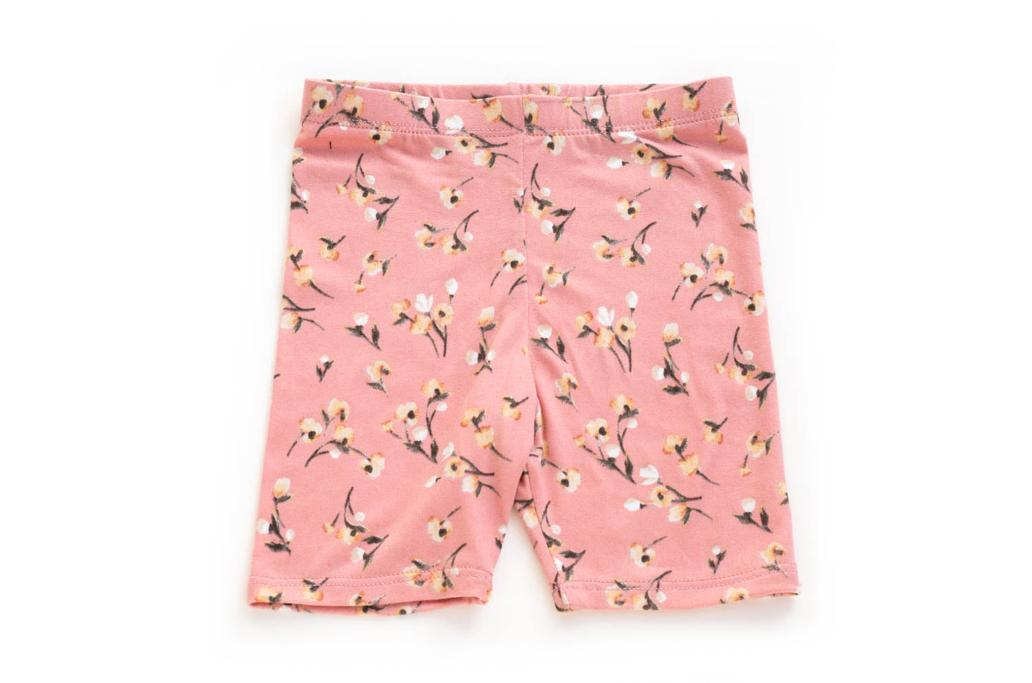 Girls Pink Floral Print Biker Shorts Jersey Flowers