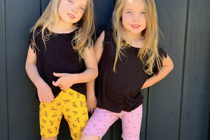 Cute Yellow Flower Biker Shorts for Toddler Girls Twin Outfits | Born By The Shore