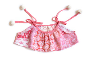 Girls Pink Pom Pom Spaghetti Strap Top | Paisley Love